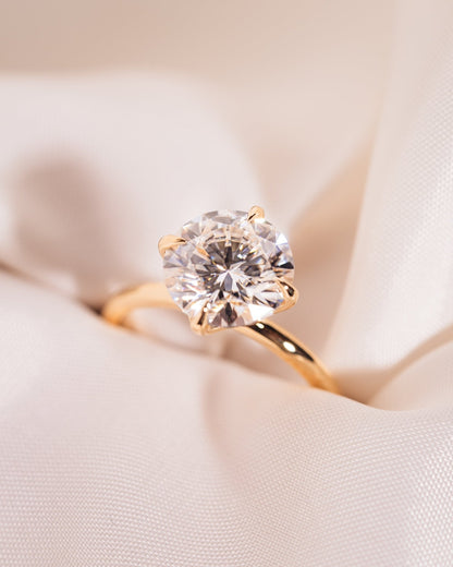 Cushion Hidden Halo Lab Grown Diamond Engagement Ring