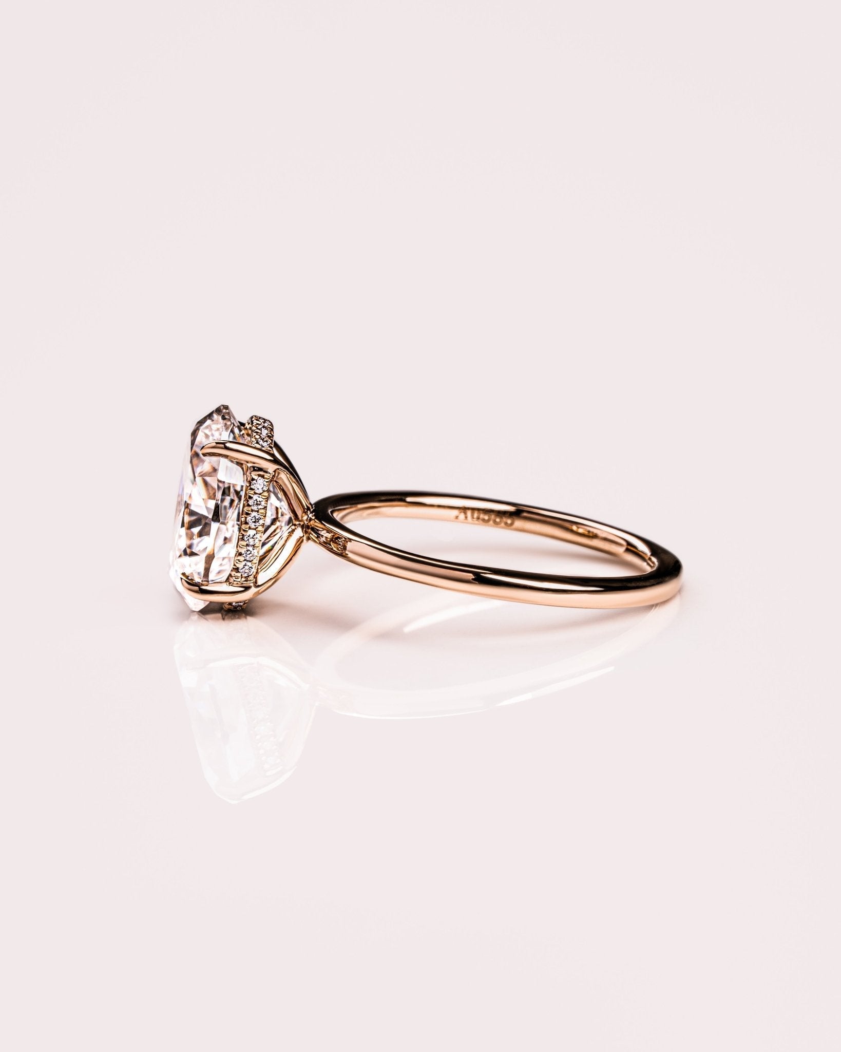 Cushion Hidden Halo Lab Grown Diamond Engagement Ring