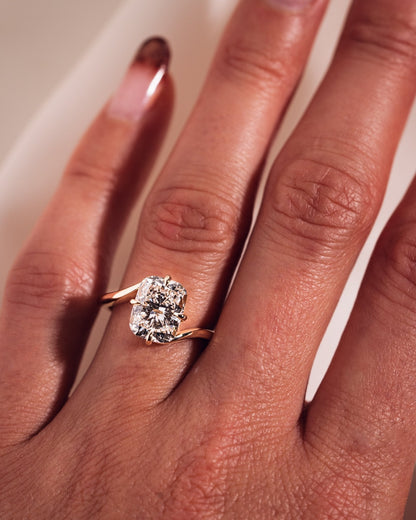 Cushion Hidden Halo Lab Grown Diamond Engagement Ring