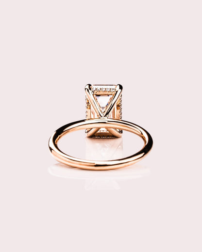 Cushion Hidden Halo Lab Grown Diamond Engagement Ring