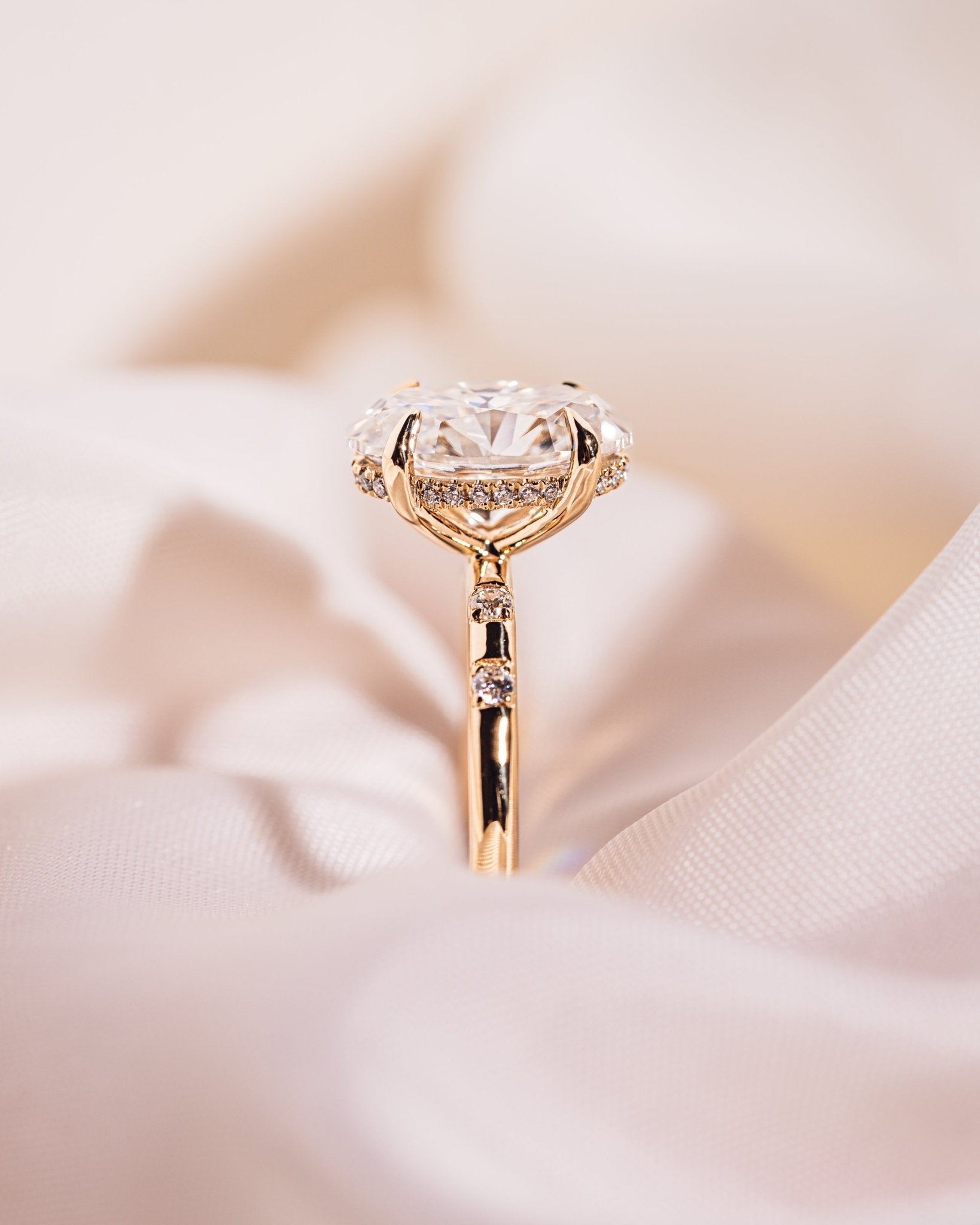Cushion Hidden Halo Lab Grown Diamond Engagement Ring