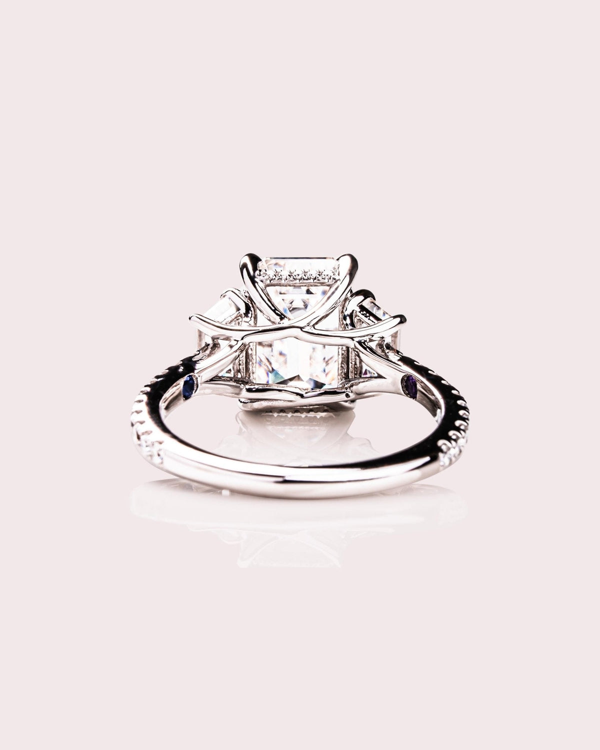 Emerald Three Stones & Pave Lab Grown Diamond Engagement Ring