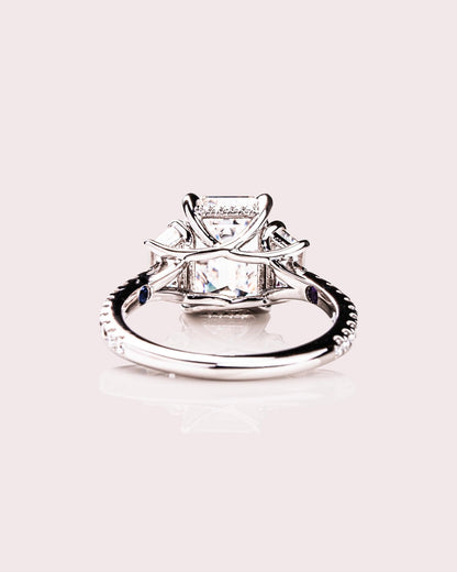 Emerald Three Stones & Pave Lab Grown Diamond Engagement Ring