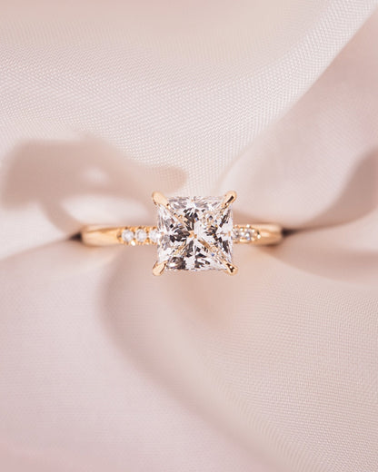Cushion Hidden Halo Lab Grown Diamond Engagement Ring
