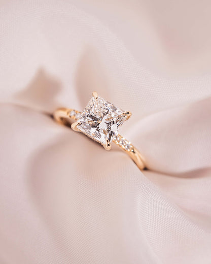 Cushion Hidden Halo Lab Grown Diamond Engagement Ring