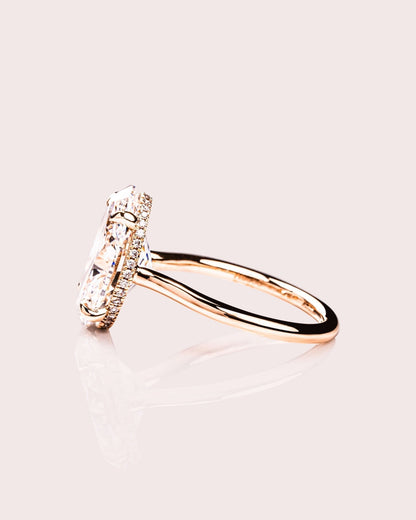Cushion Hidden Halo Lab Grown Diamond Engagement Ring