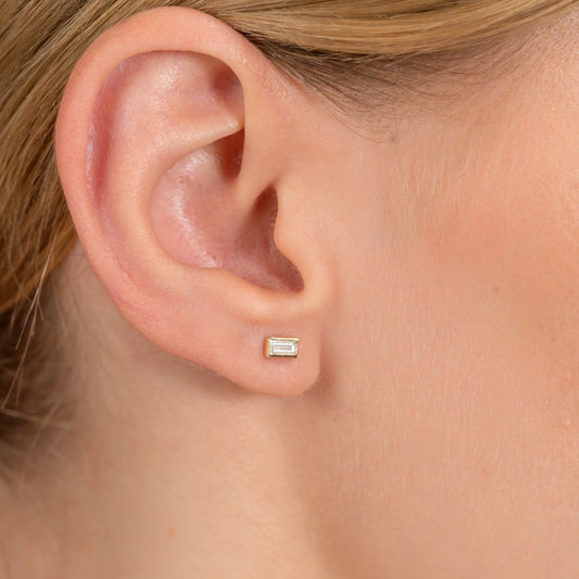 1.0 CT Round Bezel Solitaire Lab Grown Diamond Earrings