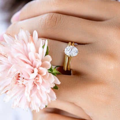 2 CT Round Three Stones Lab Grown Diamond Engagement Ring