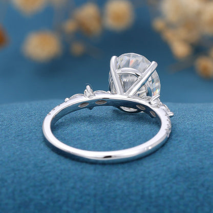 2.72 CT Oval Shaped Moissanite Solitaire Pave Engagement Ring 5
