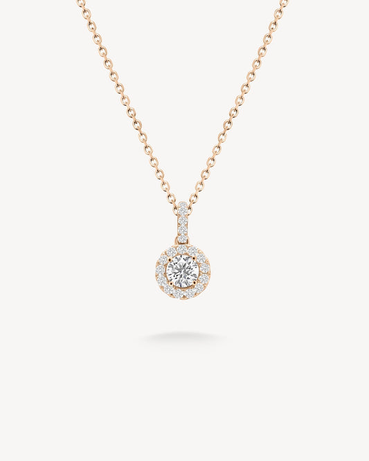 1.0 CT Round Bezel Solitaire Lab Grown Diamond Necklace