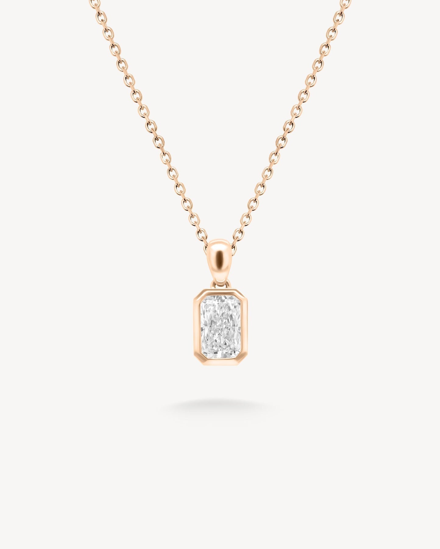 1.0 CT Round Bezel Solitaire Lab Grown Diamond Necklace