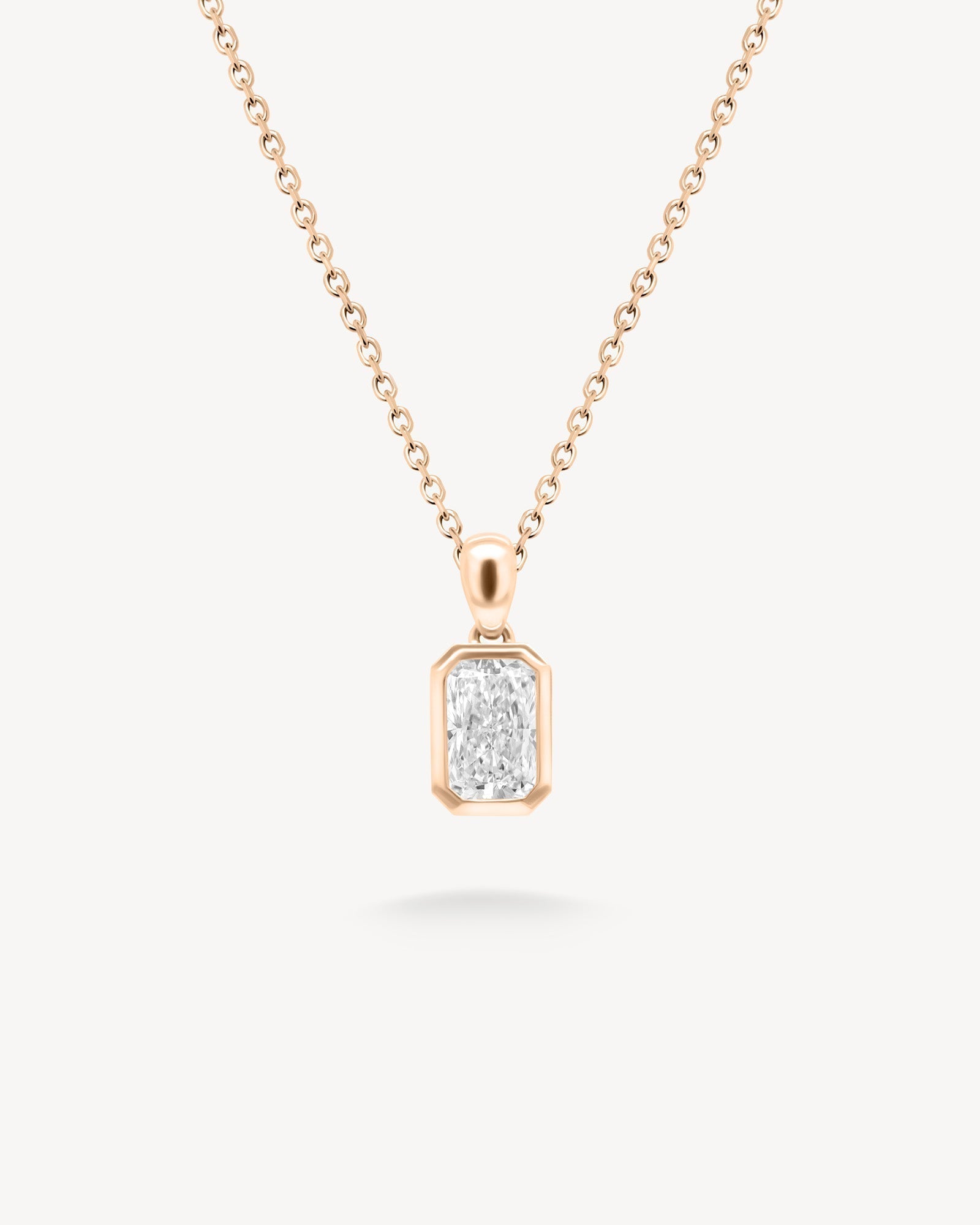 1.0 CT Round Bezel Solitaire Lab Grown Diamond Necklace