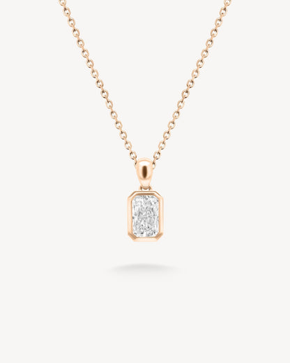 1.0 CT Round Bezel Solitaire Lab Grown Diamond Necklace