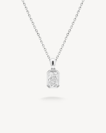 1.0 CT Round Bezel Solitaire Lab Grown Diamond Necklace