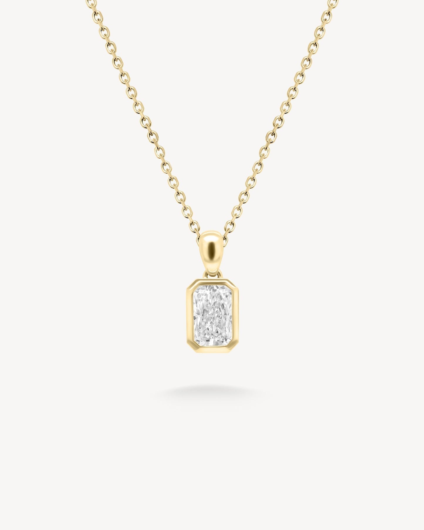 1.0 CT Round Bezel Solitaire Lab Grown Diamond Necklace