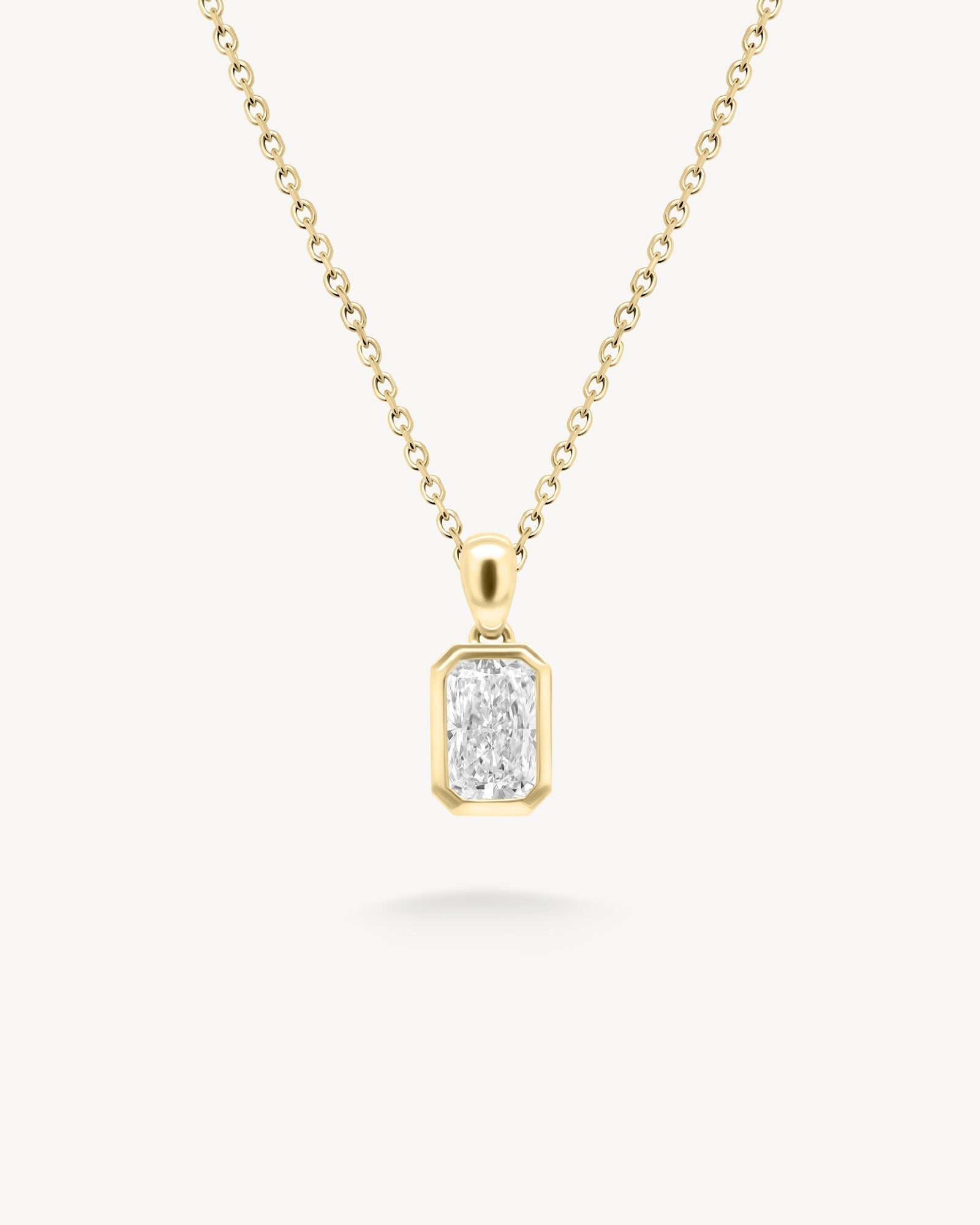 1.0 CT Round Bezel Solitaire Lab Grown Diamond Necklace