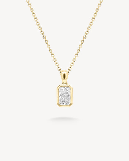 1.0 CT Round Bezel Solitaire Lab Grown Diamond Necklace