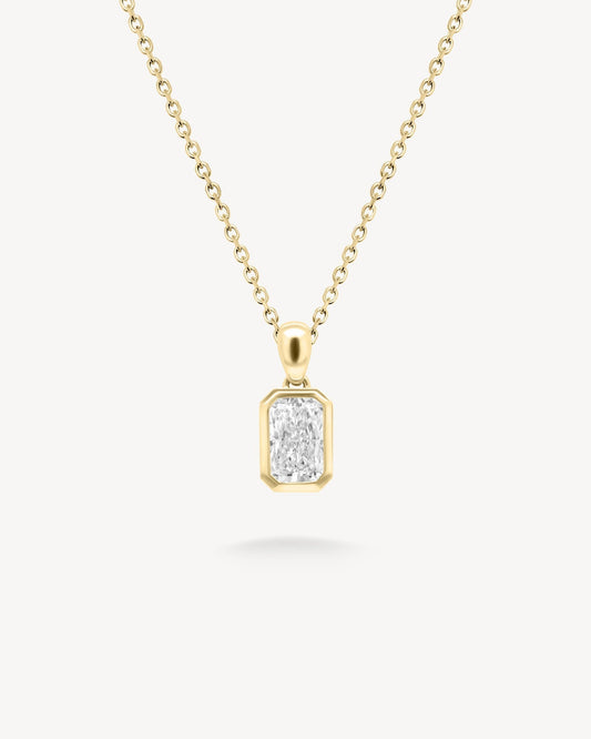 1.0 CT Round Bezel Solitaire Lab Grown Diamond Necklace