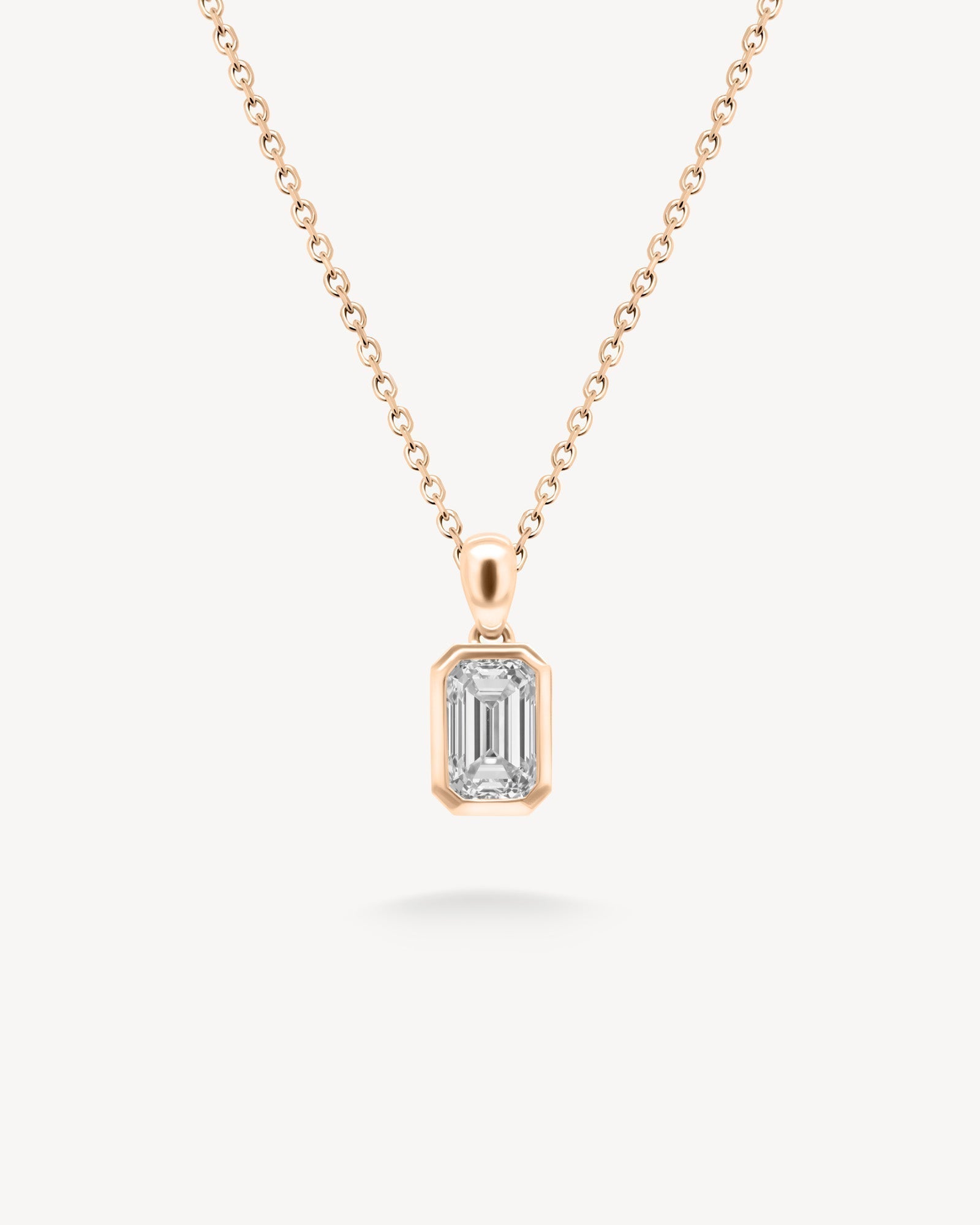 1.0 CT Round Bezel Solitaire Lab Grown Diamond Necklace