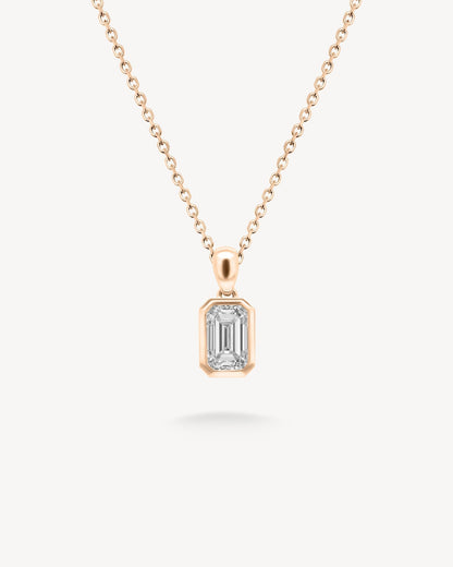 1.0 CT Round Bezel Solitaire Lab Grown Diamond Necklace
