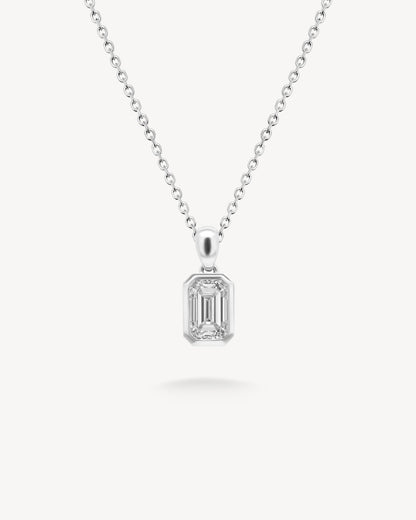 1.0 CT Round Bezel Solitaire Lab Grown Diamond Necklace