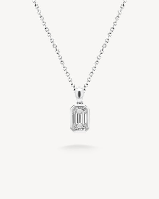 1.0 CT Round Bezel Solitaire Lab Grown Diamond Necklace