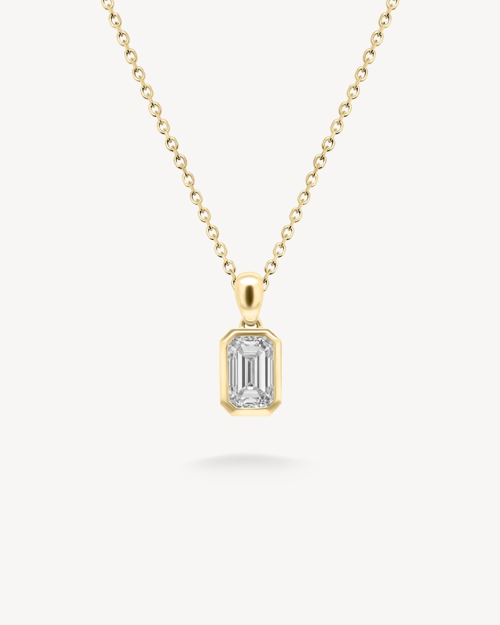 1.0 CT Round Bezel Solitaire Lab Grown Diamond Necklace