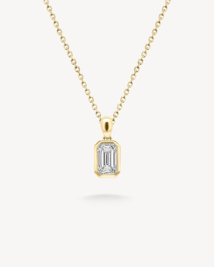 1.0 CT Round Bezel Solitaire Lab Grown Diamond Necklace