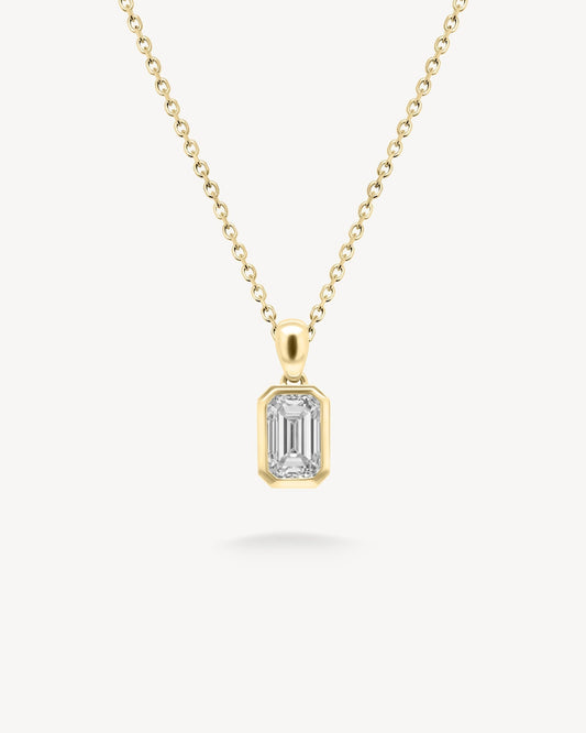 1.0 CT Round Bezel Solitaire Lab Grown Diamond Necklace