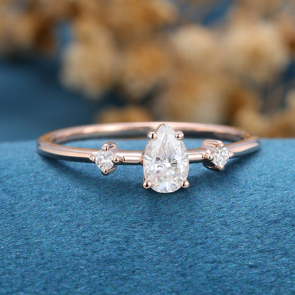 0.39 CT Pear Shaped Moissanite Solitaire Engagement Ring 3