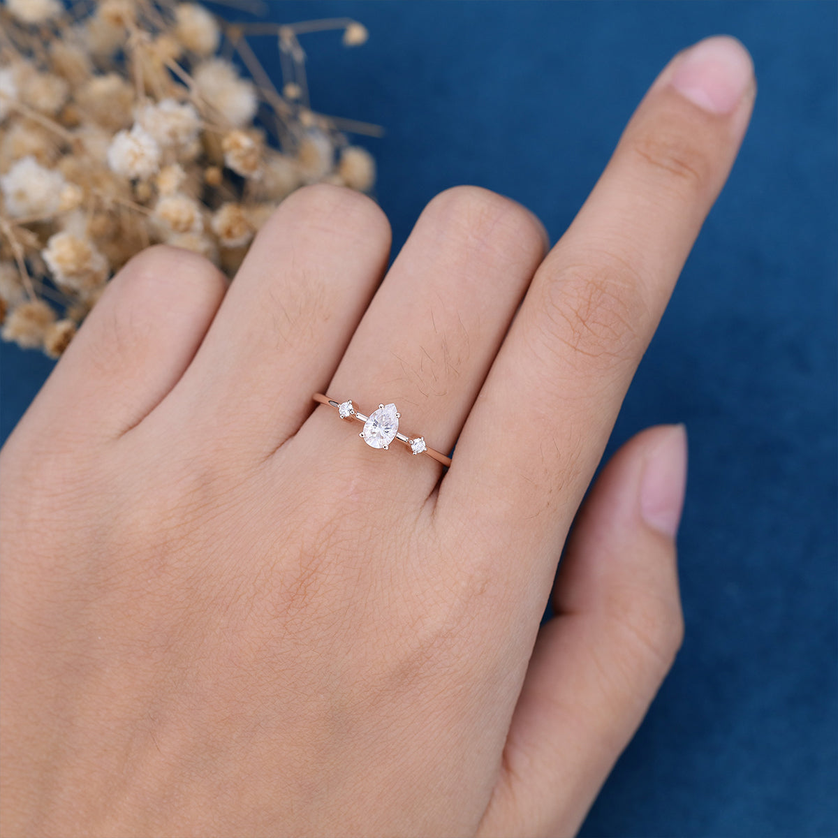 0.39 CT Pear Shaped Moissanite Solitaire Engagement Ring 2
