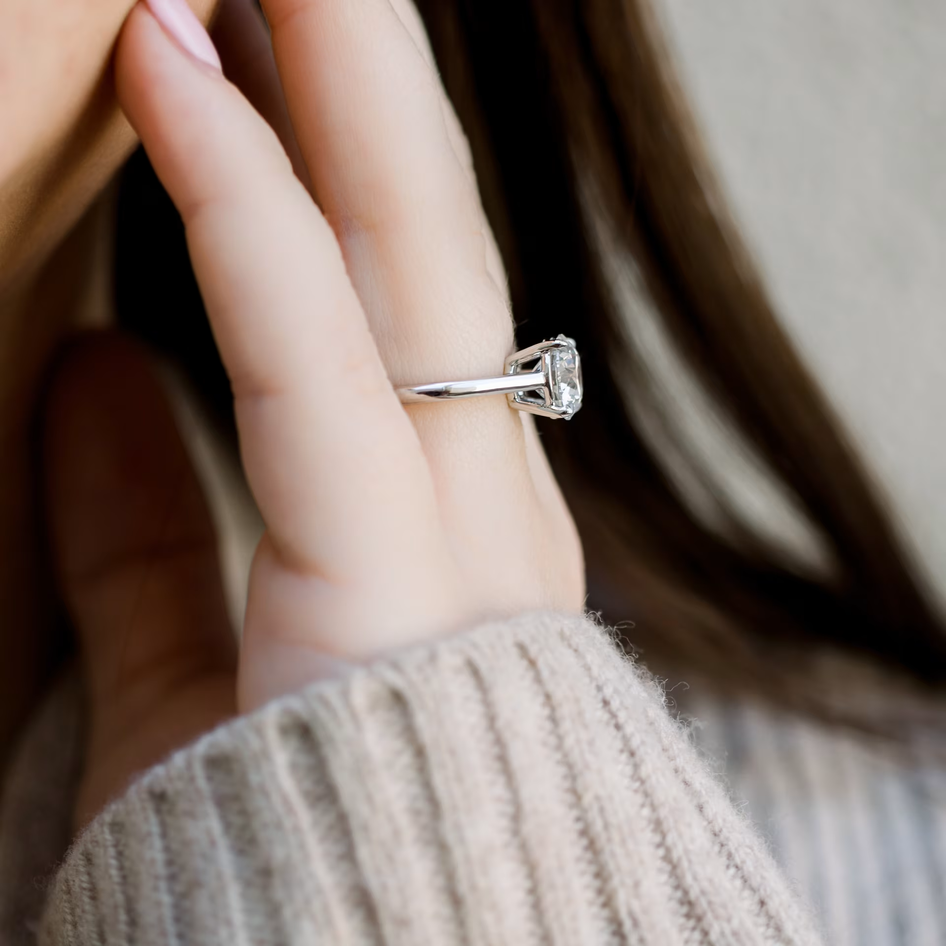 Marquise Cut Cluster Styled Lab Grown Diamond Engagement Ring