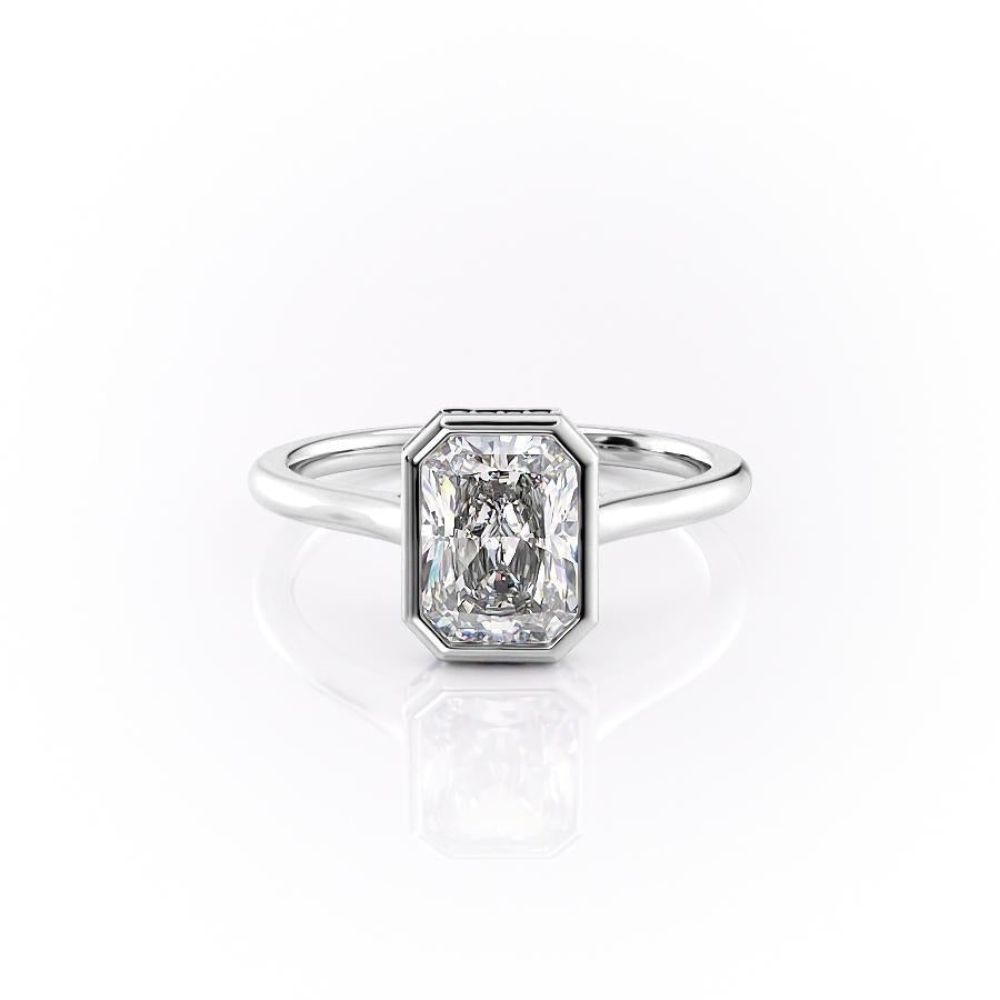 2.1 CT Radiant Moissanite Bezel Engagement Ring (US Size 7.25 Ready To Ship)