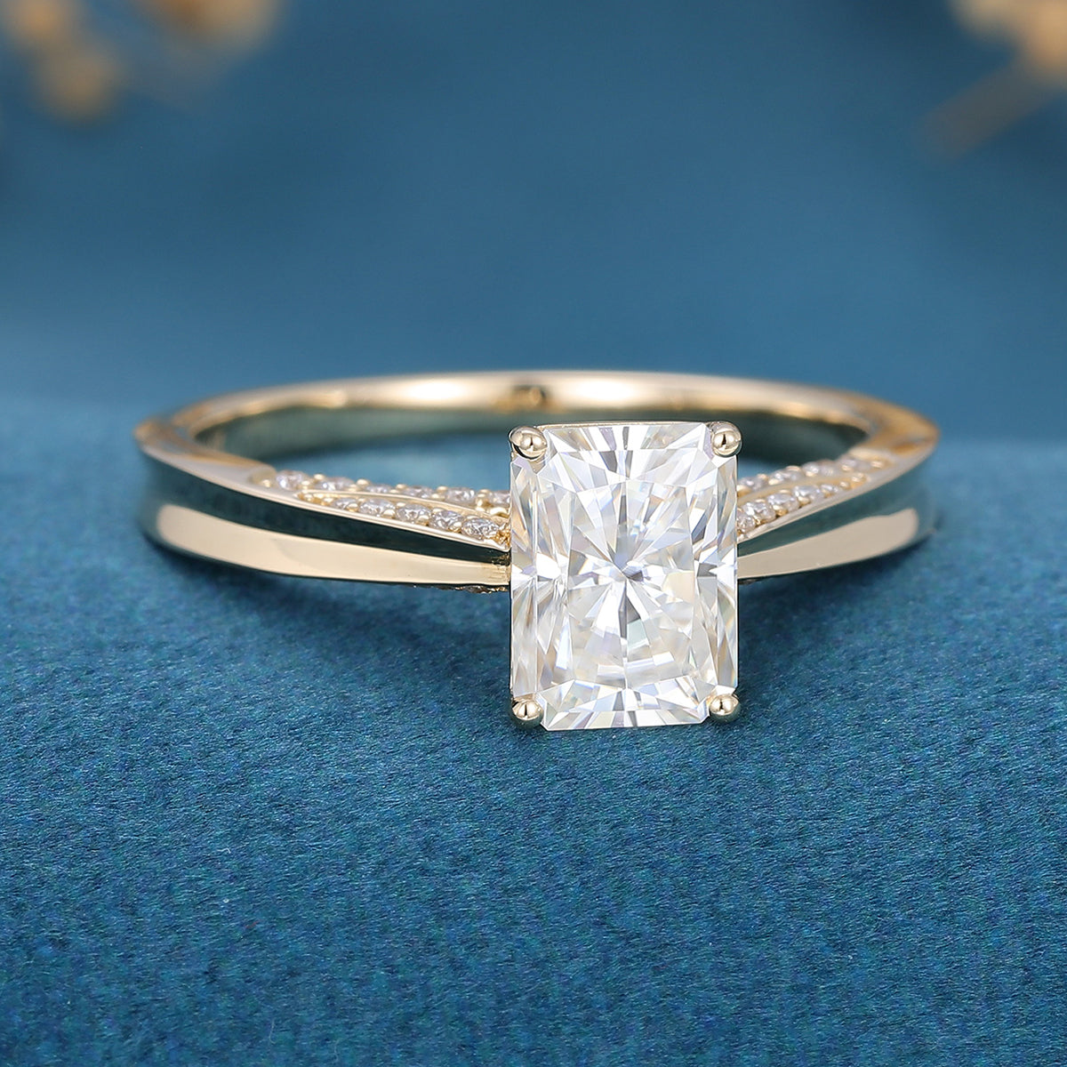 1.68 CT Radiant Shaped Moissanite Solitaire Engagement Ring 4