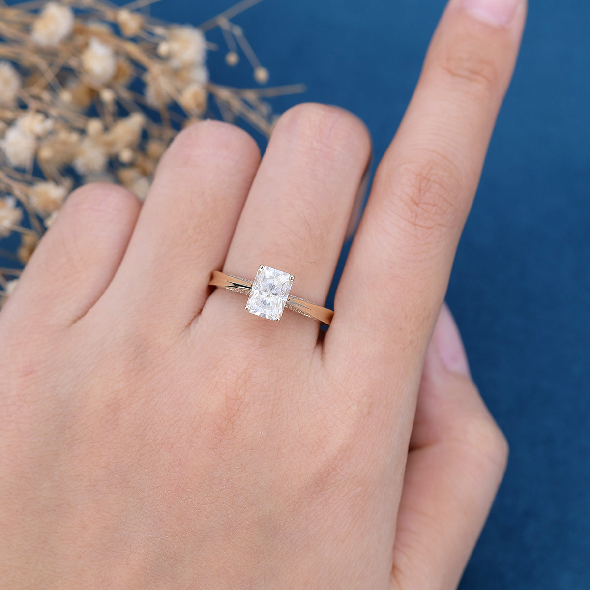1.68 CT Radiant Shaped Moissanite Solitaire Engagement Ring 2