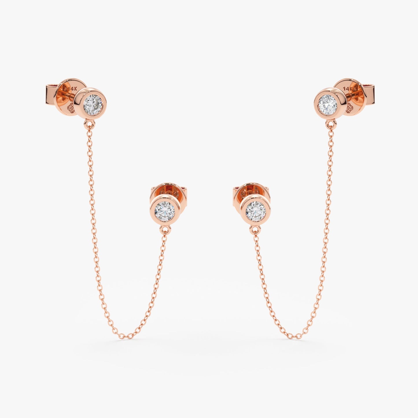 1.0 CT Round Bezel Solitaire Lab Grown Diamond Earrings