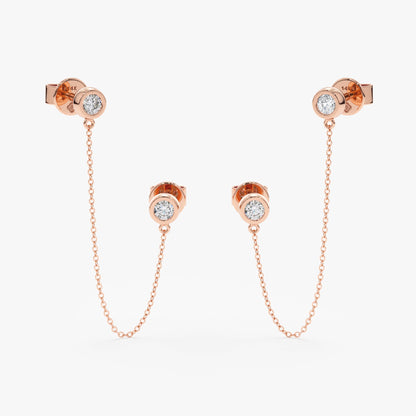 1.0 CT Round Bezel Solitaire Lab Grown Diamond Earrings