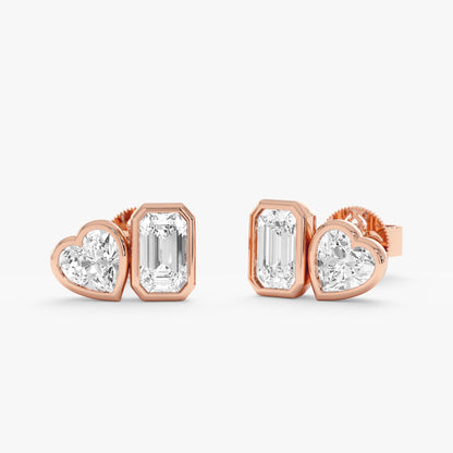 1.0 CT Round Bezel Solitaire Lab Grown Diamond Earrings