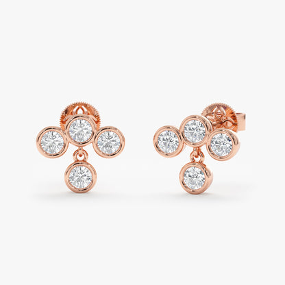 1.0 CT Round Bezel Solitaire Lab Grown Diamond Earrings