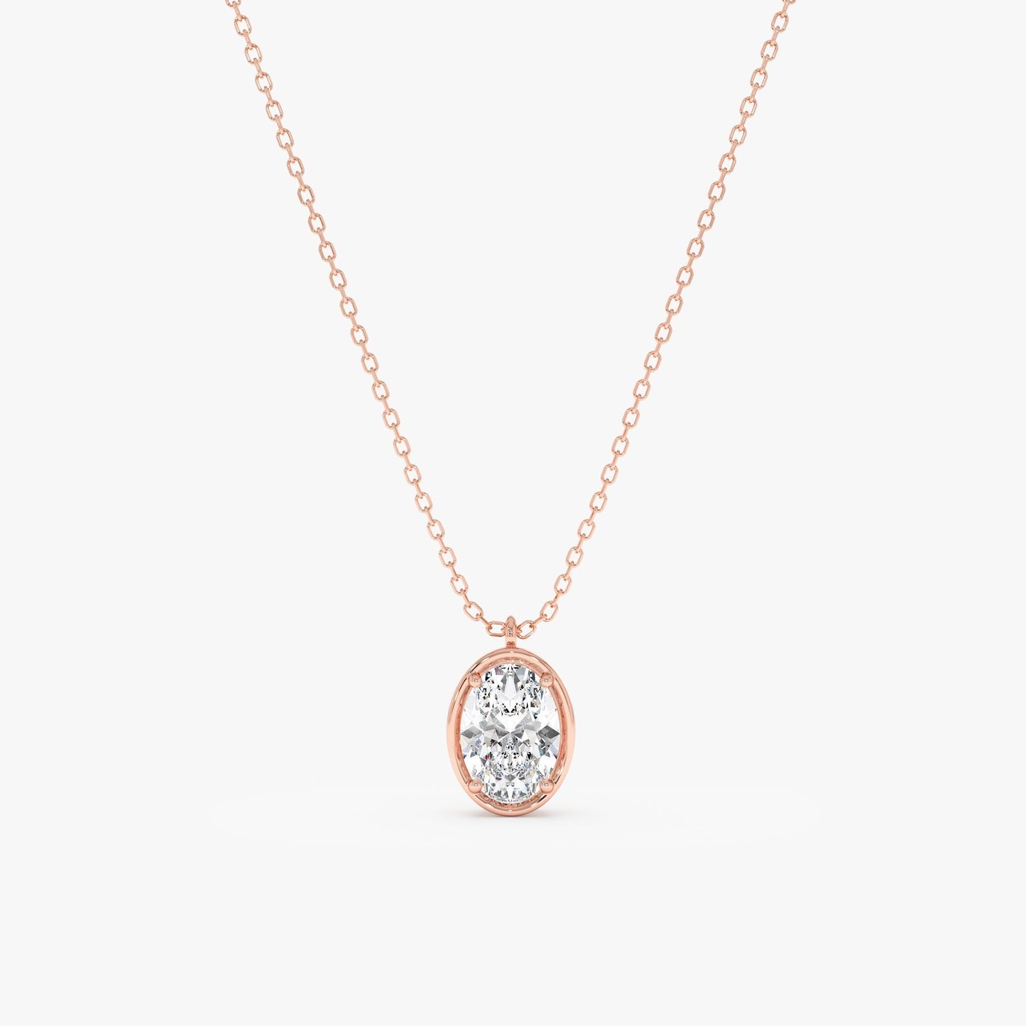 1.0 CT Round Bezel Solitaire Lab Grown Diamond Necklace