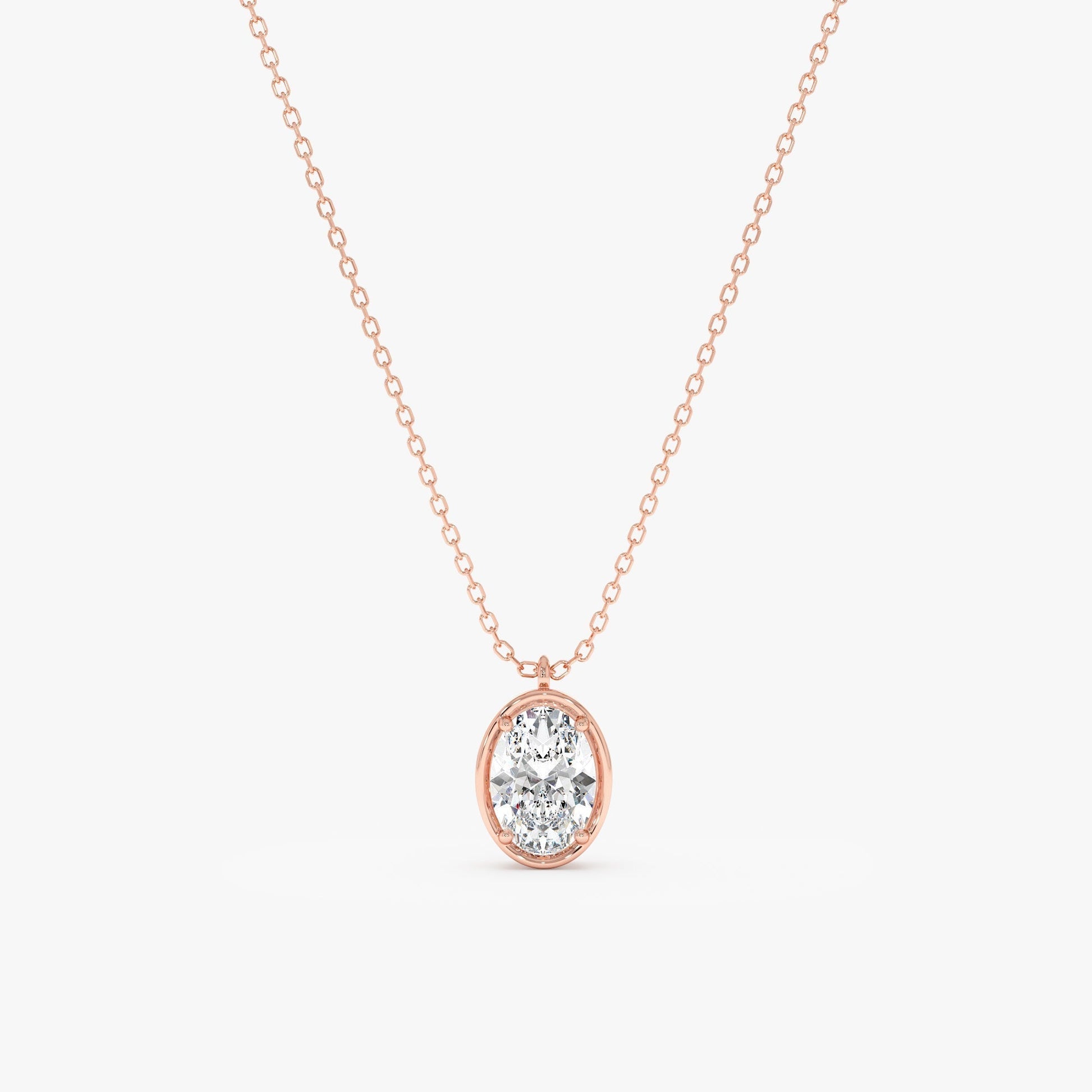1.0 CT Round Bezel Solitaire Lab Grown Diamond Necklace