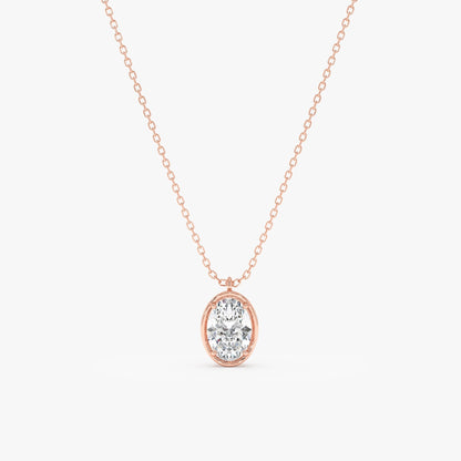 1.0 CT Round Bezel Solitaire Lab Grown Diamond Necklace