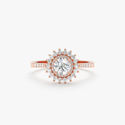 2 CT Round Three Stones Lab Grown Diamond Engagement Ring