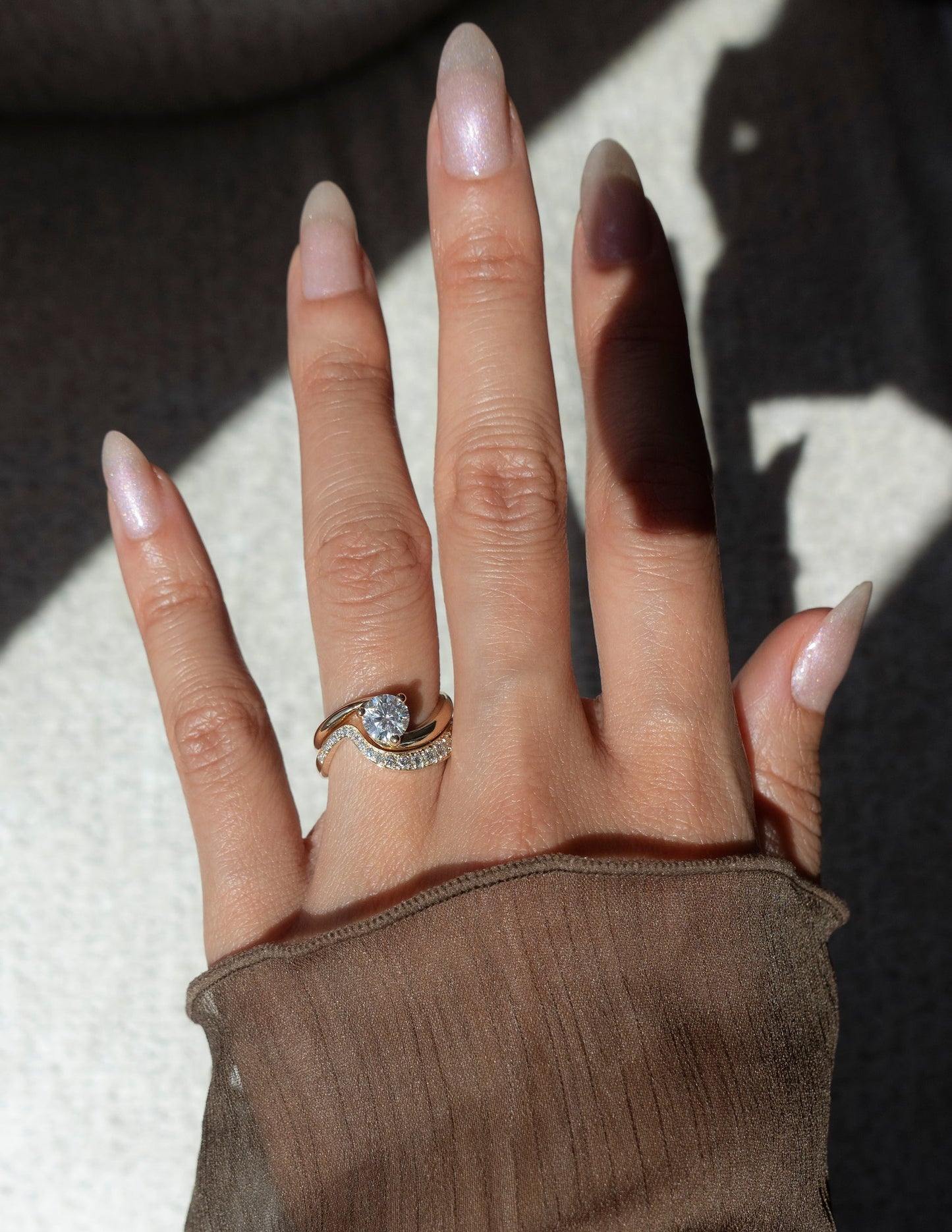 1 CT Round Cut Solitaire Lab Grown Diamond Ring With Wrap Minimal Pave Band
