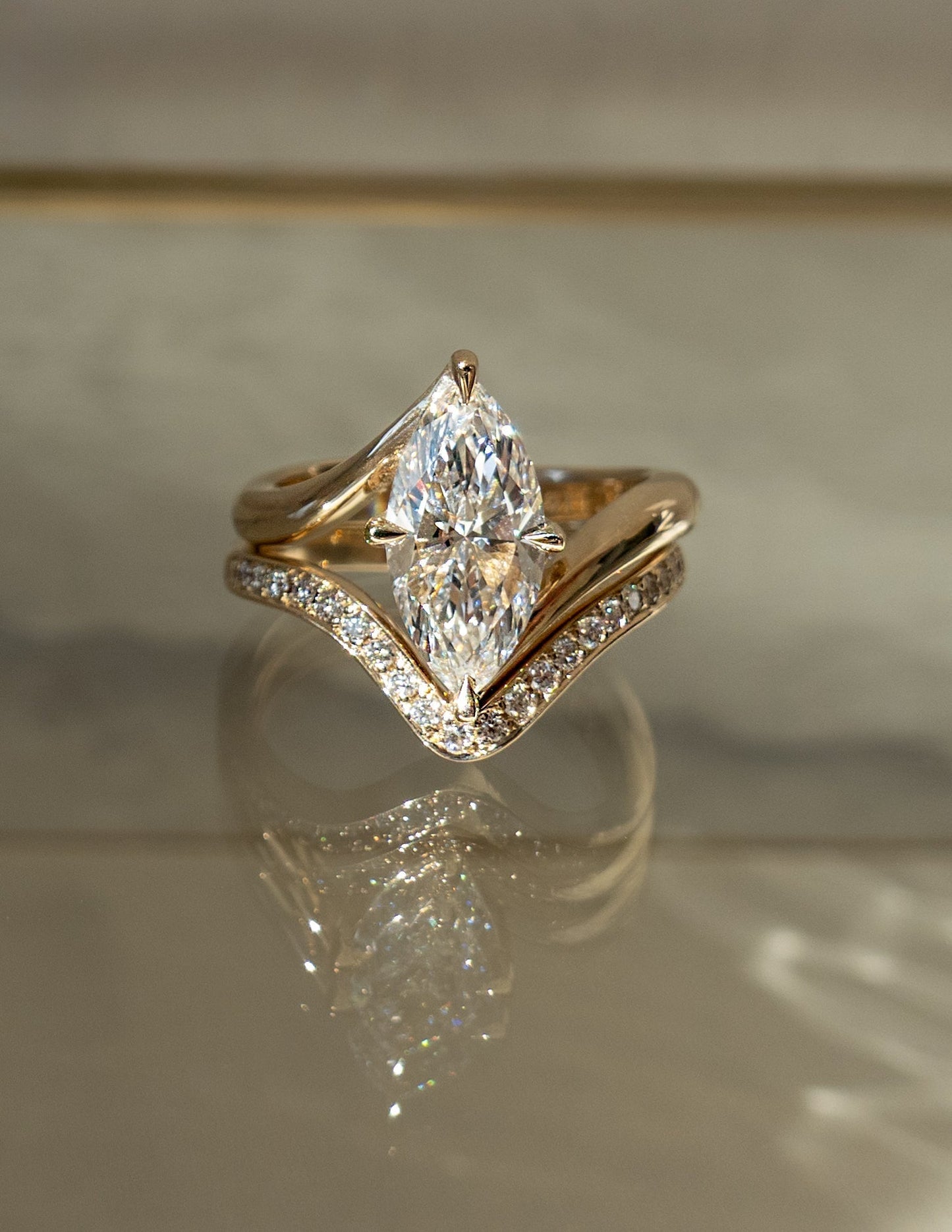 2.5 CT Marquise Cut Solitaire Lab Grown Diamond Ring With Wrap Classic Plain Band