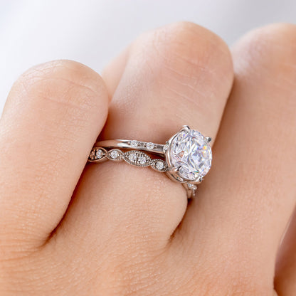 2 CT Round Three Stones Lab Grown Diamond Engagement Ring