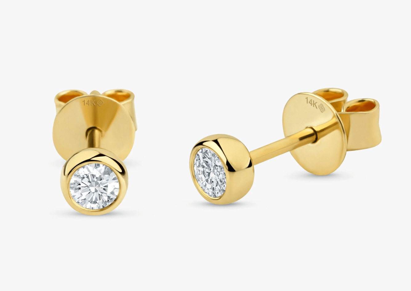 1.0 CT Round Bezel Solitaire Lab Grown Diamond Earrings