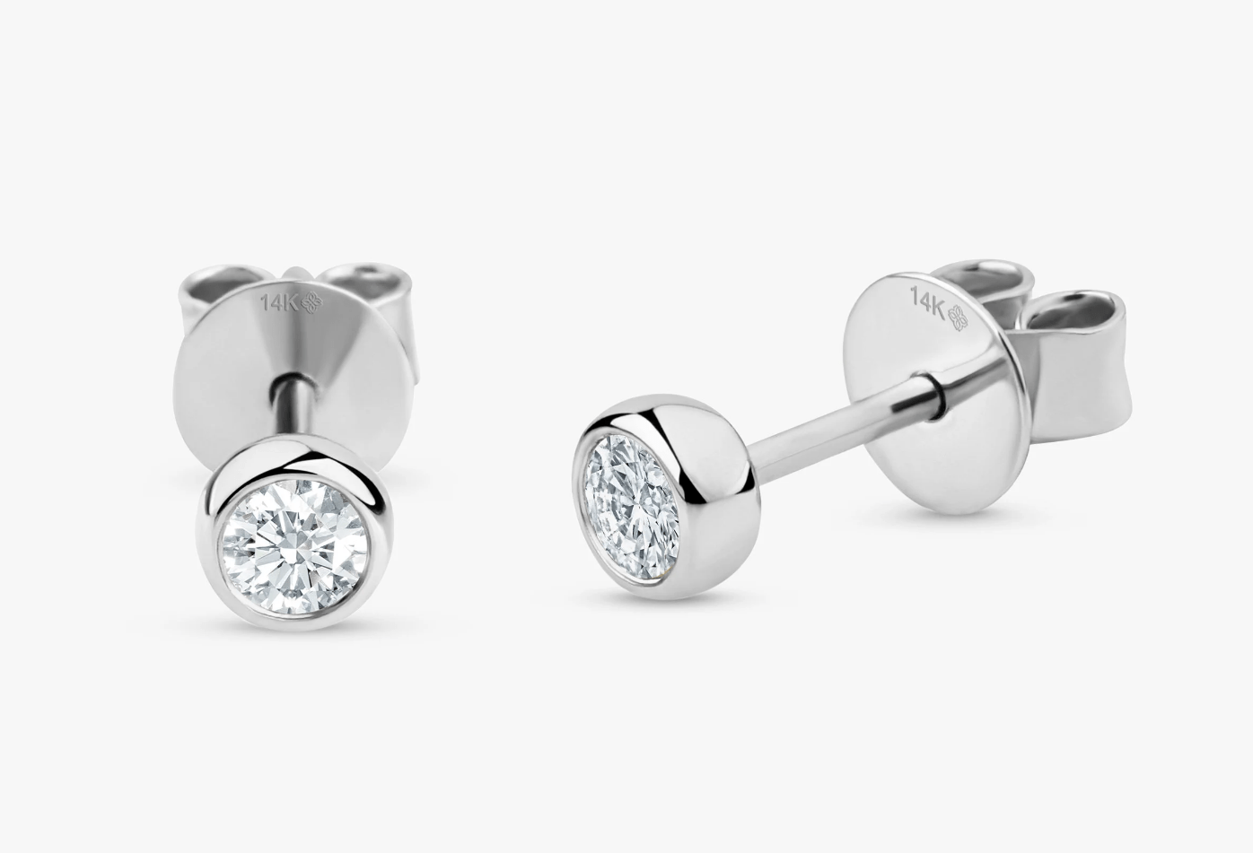 1.0 CT Round Bezel Solitaire Lab Grown Diamond Earrings