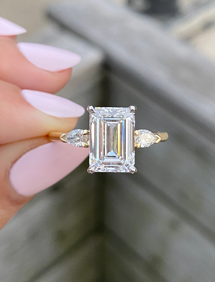 2 CT Round Three Stones Lab Grown Diamond Engagement Ring