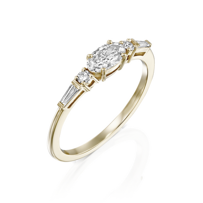 2 CT Round Three Stones Lab Grown Diamond Engagement Ring